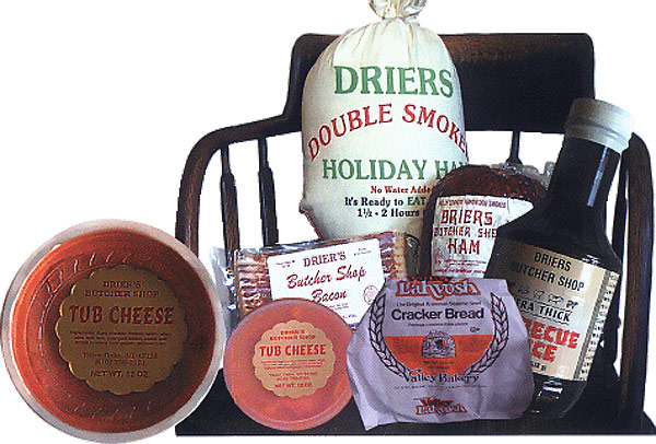 At holiday time or anytime you want the finest, consider Drier's Meat Market in Three Oaks, Michigan. Selected lean hams, lightly smoked to perfection.